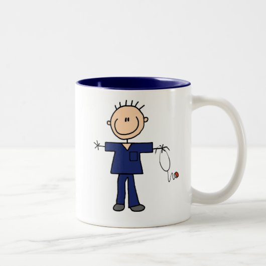 Tasse 2 Couleurs Chiffre masculin infirmière - bleu de bâton (Droit)