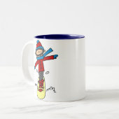 Tasse 2 Couleurs Chiffre snowboarding de bâton (Devant gauche)