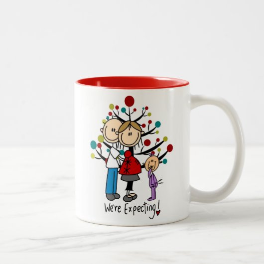 Tasse 2 Couleurs Chiffres de bâton Fille des parents attendus (Droit)