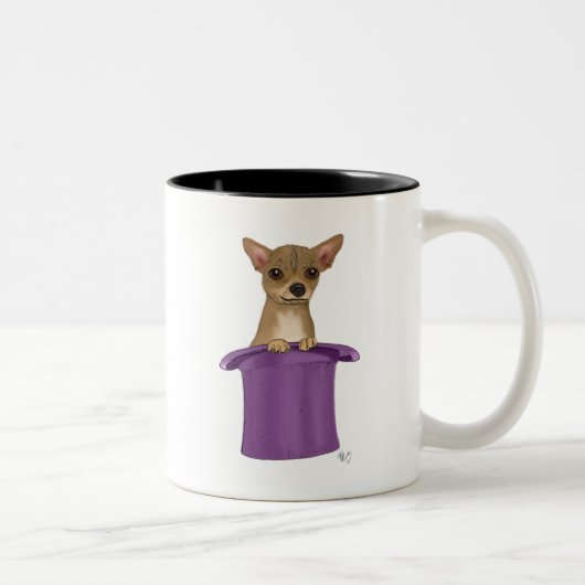 Tasse 2 Couleurs Chihuahua en haut du chapeau (Droit)