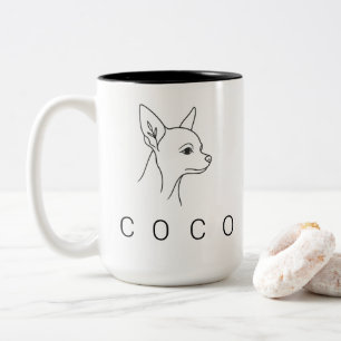 Tasse 2 Couleurs Chihuahua Minimaliste Art en Une Ligne Patrimoin