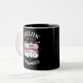 Tasse 2 Couleurs Chillin de Noël Snowman avec mes neiges Cadeau (Devant gauche)