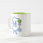 Tasse 2 Couleurs Chinoiserie Aquarelle Bow Topior Monogramme Crest (Devant gauche)