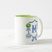 Tasse 2 Couleurs Chinoiserie Aquarelle Bow Topior Monogramme Crest (Devant droit)