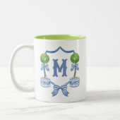 Tasse 2 Couleurs Chinoiserie Aquarelle Bow Topior Monogramme Crest (Gauche)