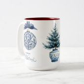 Tasse 2 Couleurs Chinoiserie Chic Bleu Noël (Devant gauche)