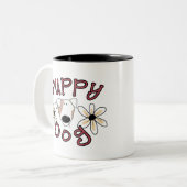 Tasse 2 Couleurs Chiot de fleurs (Devant gauche)