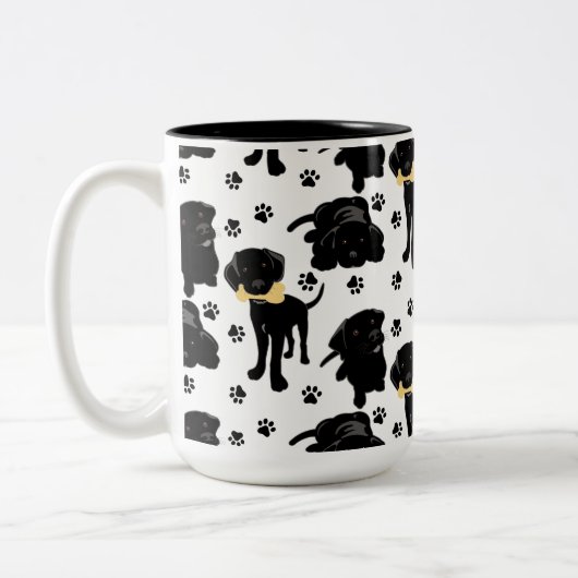 Tasse 2 Couleurs Chiots de récupération Black Labrador (Gauche)