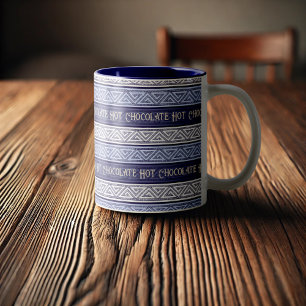 Tasse 2 Couleurs Chocolat Chaud Blanc Lilas & Rayures Celtiques Vio