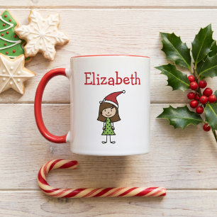 Tasse 2 Couleurs Chocolat Chaud Personnalisé Noël Enfants Nom Migno