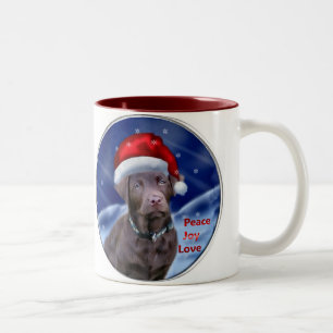 Tasse 2 Couleurs Chocolat Labrador Retriever Cadeaux de Noël