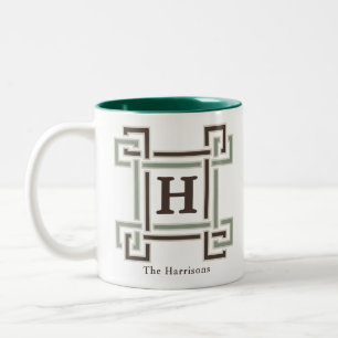 Tasse 2 Couleurs Chocolat Sauge Biologique Famille Est Monogramme