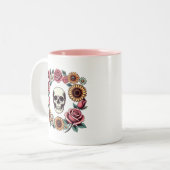 Tasse 2 Couleurs Choisissez Joy Skull and Flowers (Devant gauche)