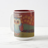Tasse 2 Couleurs Chouette Bébé Chouette Folk Art Peinture Hoot (Devant gauche)