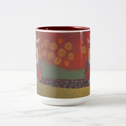 Tasse 2 Couleurs Chouette Bébé Chouette Folk Art Peinture Hoot (Centre)