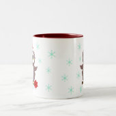 Tasse 2 Couleurs Chouette blanche mignonne et flocons de neige (Centre)