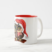 Tasse 2 Couleurs Chouette cadeau de Noël avec cadeaux (Devant droit)
