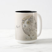 Tasse 2 Couleurs Chouette Calligraphie (Devant droit)