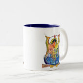 Tasse 2 Couleurs Chouette confuse mignonne Whimsical (Devant droit)