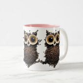 Tasse 2 Couleurs Chouette d'art de grain de café (Devant droit)