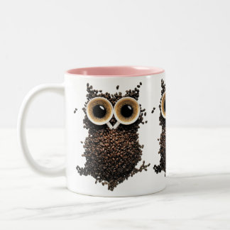 Tasse 2 Couleurs Chouette d'art de grain de café
