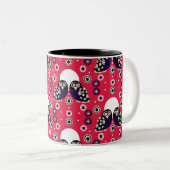 Tasse 2 Couleurs Chouette d'art populaire (Devant droit)