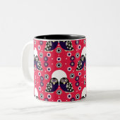 Tasse 2 Couleurs Chouette d'art populaire (Devant gauche)
