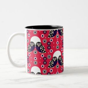 Tasse 2 Couleurs Chouette d'art populaire