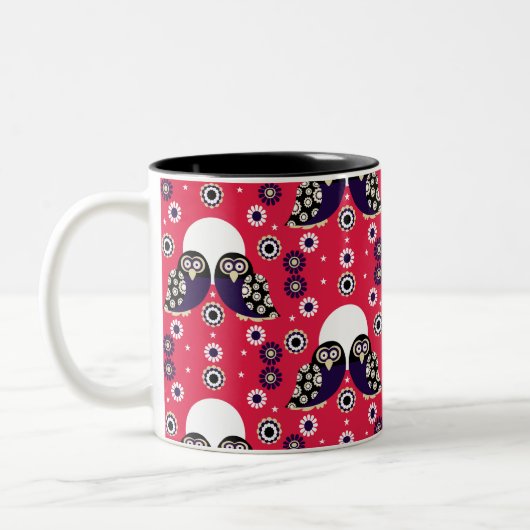 Tasse 2 Couleurs Chouette d'art populaire (Gauche)