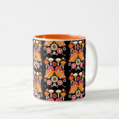 Tasse 2 Couleurs Chouette d'art populaire (Devant droit)