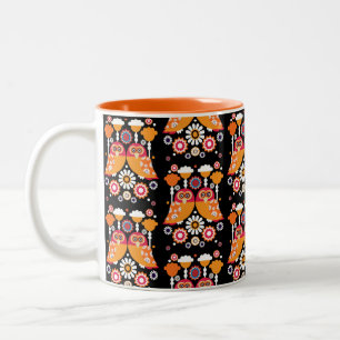 Tasse 2 Couleurs Chouette d'art populaire