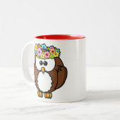 Tasse 2 Couleurs chouette florale mignonne (Devant gauche)