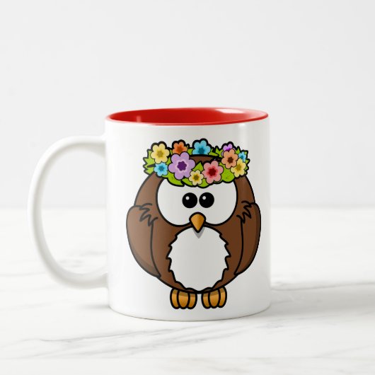 Tasse 2 Couleurs chouette florale mignonne (Gauche)