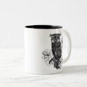 Tasse 2 Couleurs Chouette grise Orchidées blanches (Devant droit)