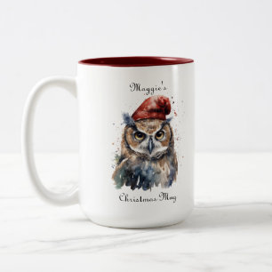 Tasse 2 Couleurs Chouette hivernale enchantée, personnalisé