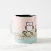 Tasse 2 Couleurs Chouette mignonne et féminine, personnalisée (Devant gauche)