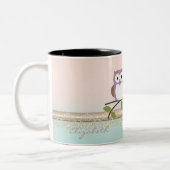 Tasse 2 Couleurs Chouette mignonne et féminine, personnalisée (Gauche)