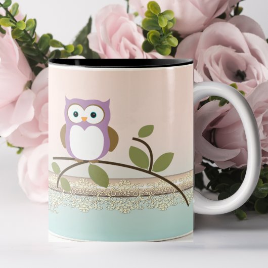 Tasse 2 Couleurs Chouette mignonne et féminine, personnalisée