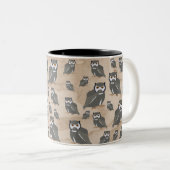 Tasse 2 Couleurs Chouette Motif & Bois rustique (Devant droit)