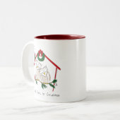 Tasse 2 Couleurs Chouette Noël Mignonne Vacances amusantes (Devant gauche)