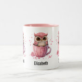Tasse 2 Couleurs Chouette rose mignonne en coupe (Centre)