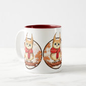 Tasse 2 Couleurs Chouette sur branche en hiver (Devant gauche)