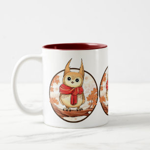 Tasse 2 Couleurs Chouette sur branche en hiver