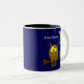 Tasse 2 Couleurs Chouette triste avec larmes et lune manquant ton d (Devant droit)