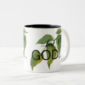 Tasse 2 Couleurs Chrétien "...mais DIEU..." Café Foliage (Devant droit)