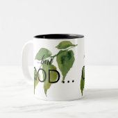 Tasse 2 Couleurs Chrétien "...mais DIEU..." Café Foliage (Devant gauche)