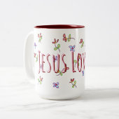 Tasse 2 Couleurs Christian Jésus M'aime Féminine Floral (Devant gauche)