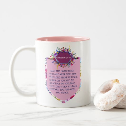 Tasse 2 Couleurs Christian La Bible Florale Rose Verse (Avec donut)