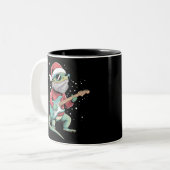 Tasse 2 Couleurs Christmas Bearded Dragon Playing Guitar Musician  (Devant gauche)