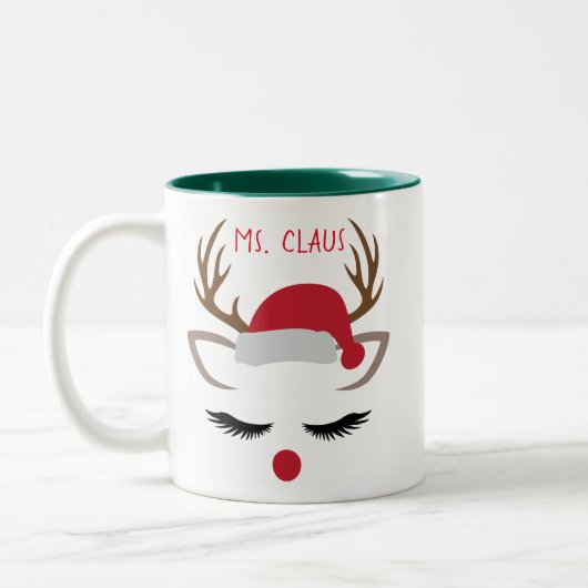TASSE 2 COULEURS CHRISTMAS FILLE REINDEER VISAGE PERSONNALISER  (Gauche)